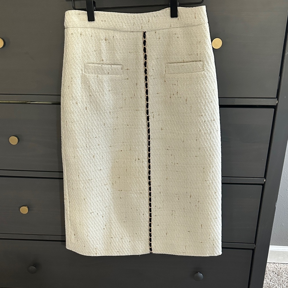 Classy Cream Tweed Pencil Skirt
